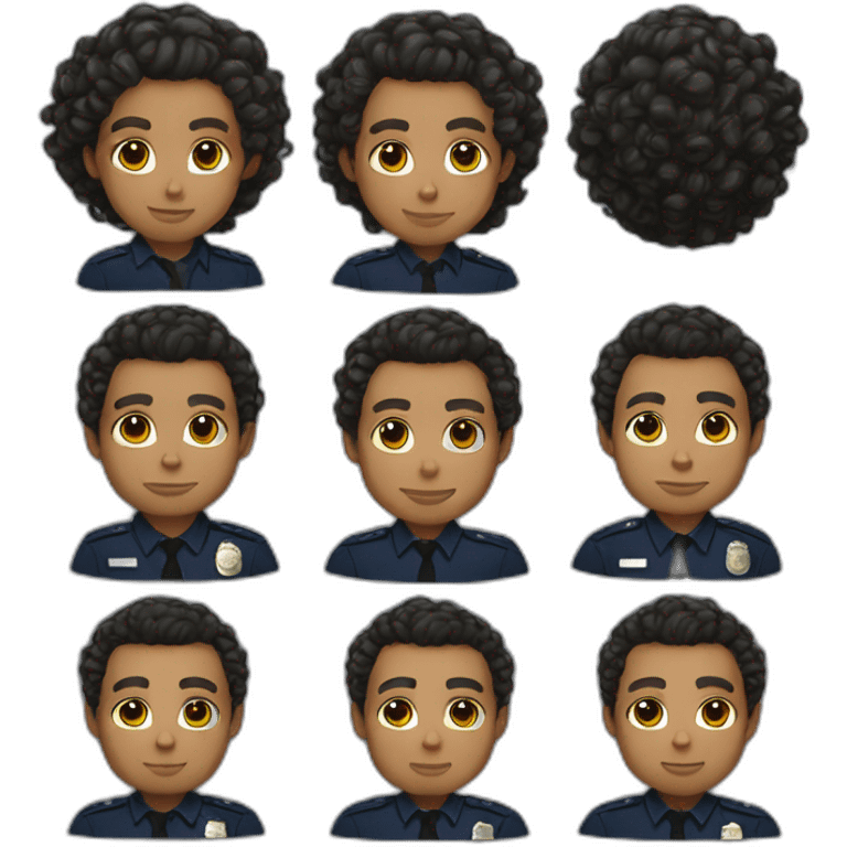 Mixed guy. Light skin. Curly hair. In cop uniform emoji