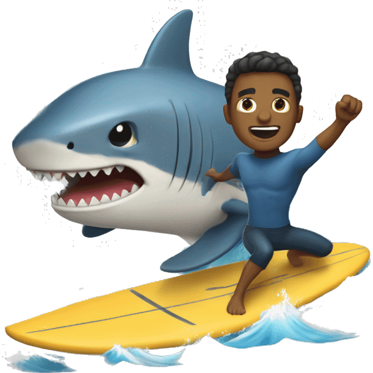 Yo surfeando con un tiburon emoji