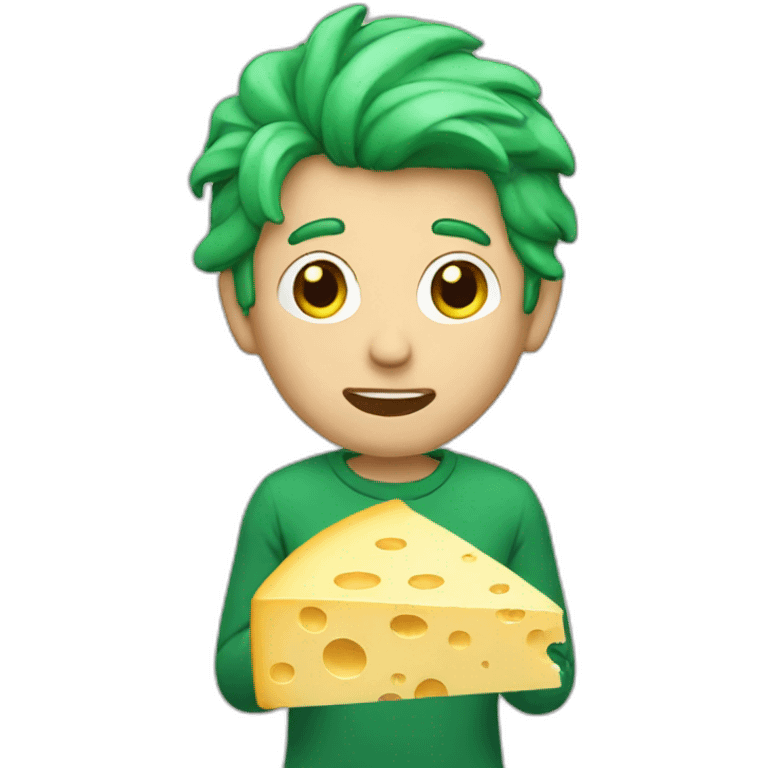 Male with Green hair eating cheese emoji