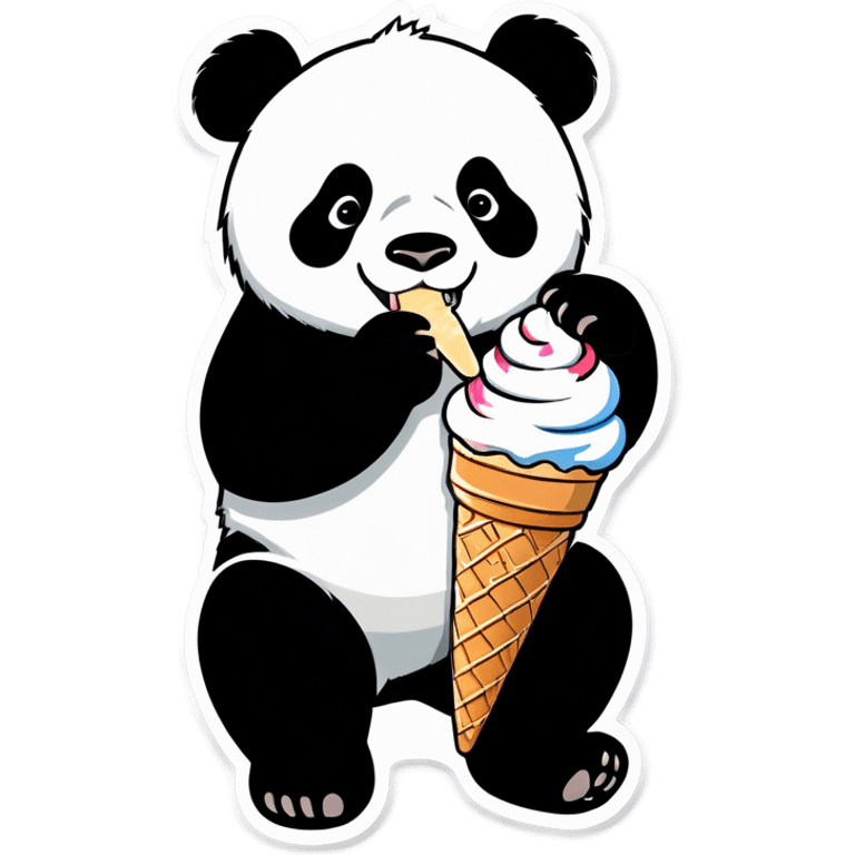 Panda eating ice cream emoji