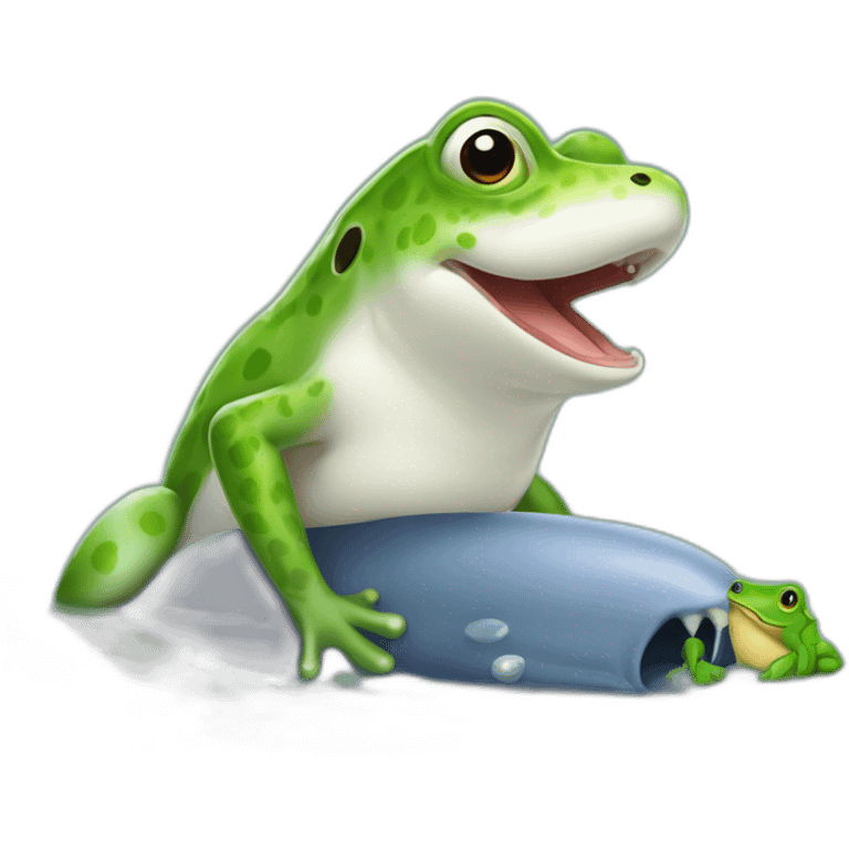 Une grenouille sur un chien sur un ornithorynque sur un baleine sur une fourmi emoji