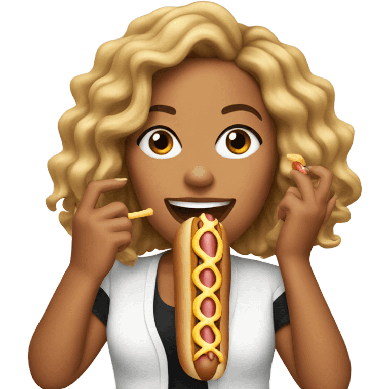 Beyoncé eating a hot dog emoji