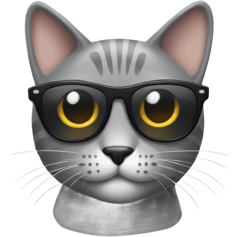 Grey cat with sunglasses smiling emoji