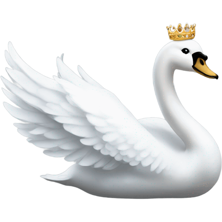 Princess white swan with crown emoji