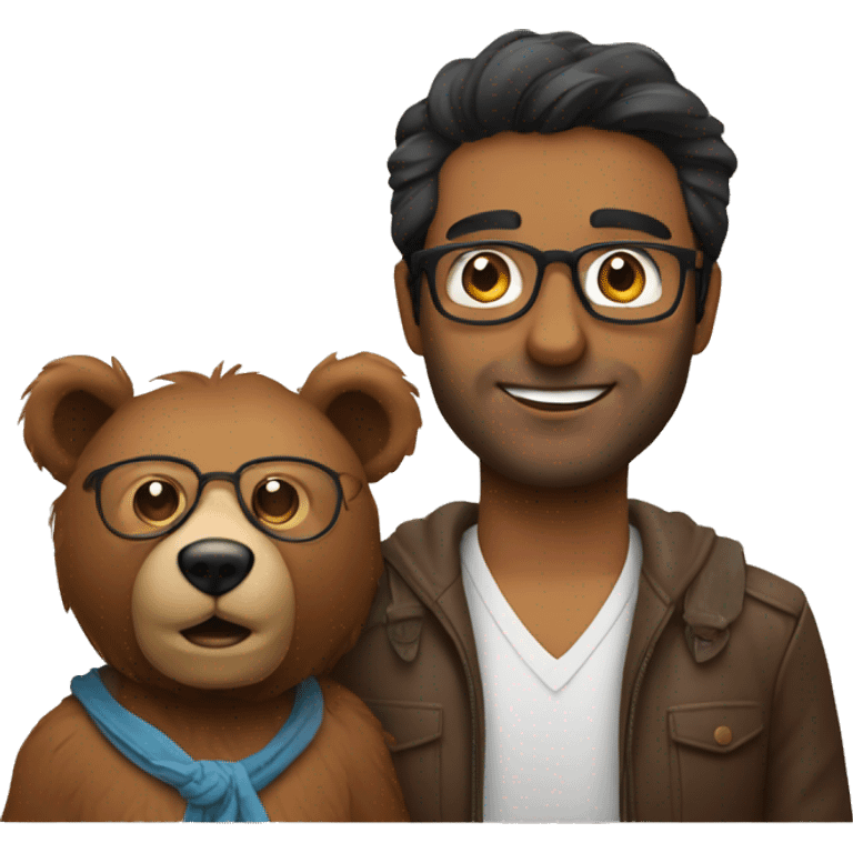 an indian guy with glasses and a bear emoji