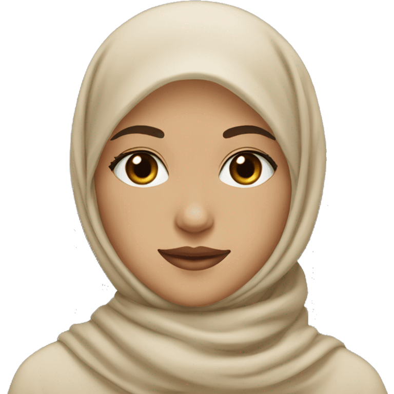 Light skinned Muslim Girl with black almond eyes and beige scarf  emoji