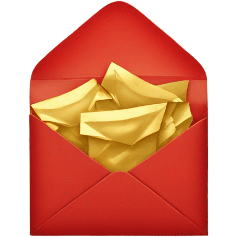 Red envelope filled with gold paper emoji