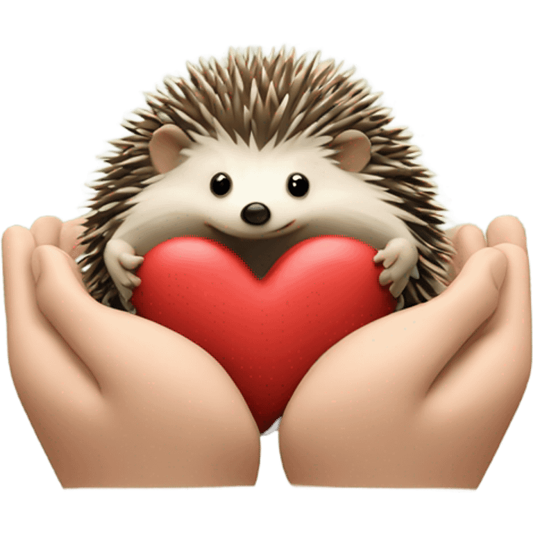 the hedgehog holds the heart emoji