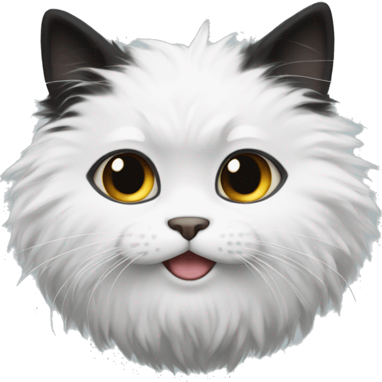 fluff white and black cat emoji