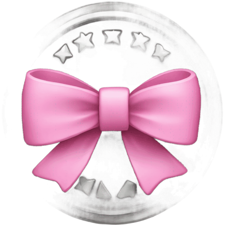 a coin with a pink bow in the center emoji