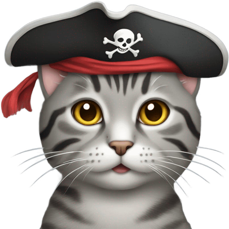 Grey tabby cats pirate hat emoji