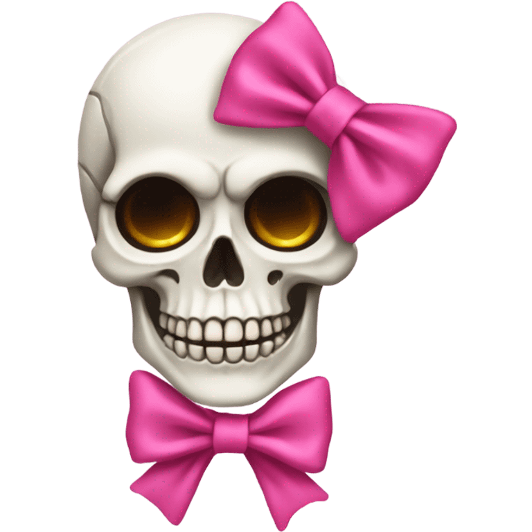 skeleton with pink bow on it emoji