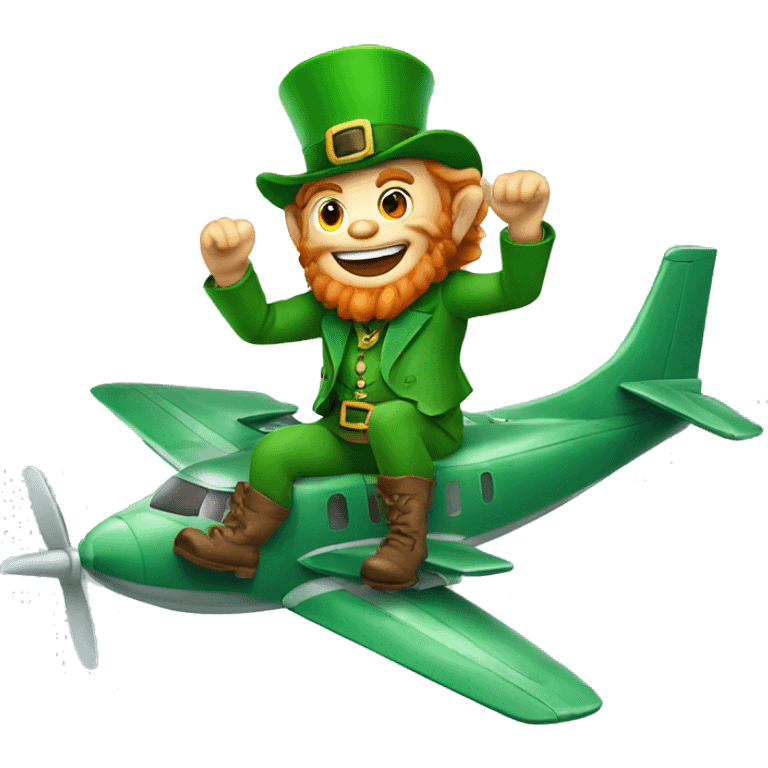 Leprechaun riding on a plane emoji