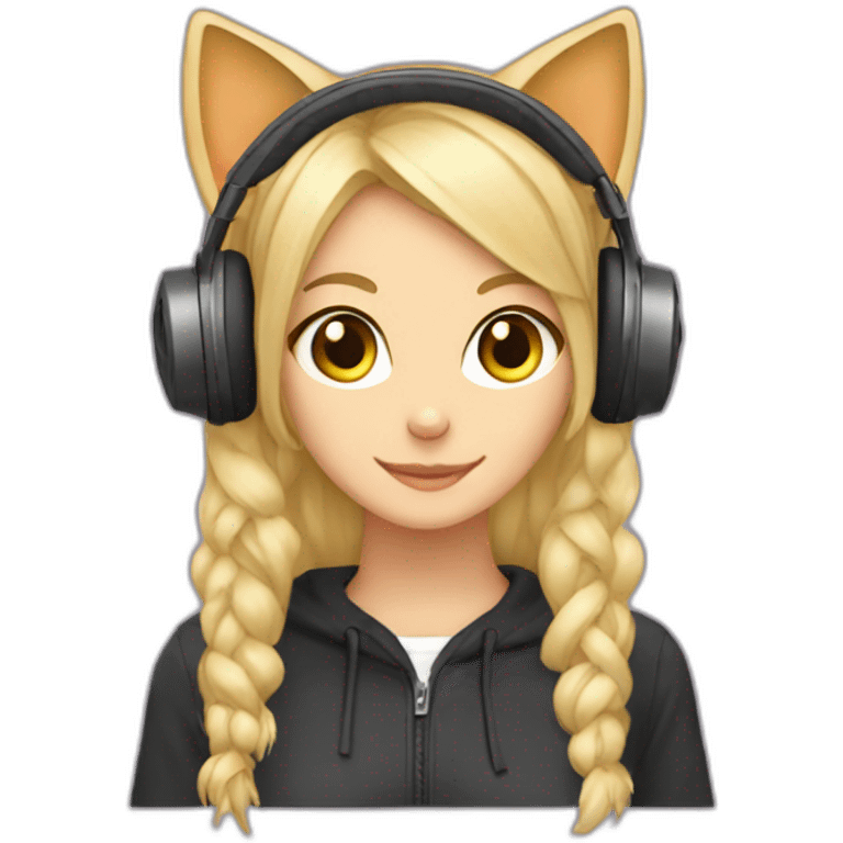 she blond developer cat ears headphones emoji