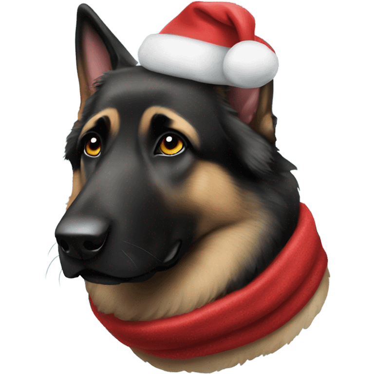 Black german shepherd dressed for christmas emoji