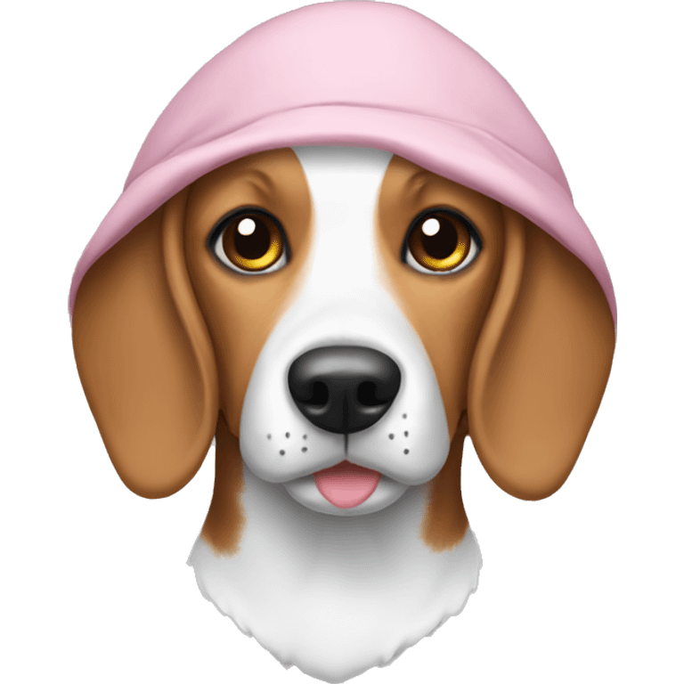 a beagle wearing a bonnet emoji