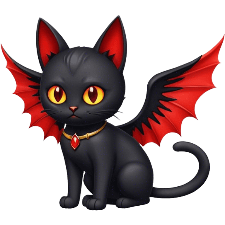 black cat head devilwings emoji