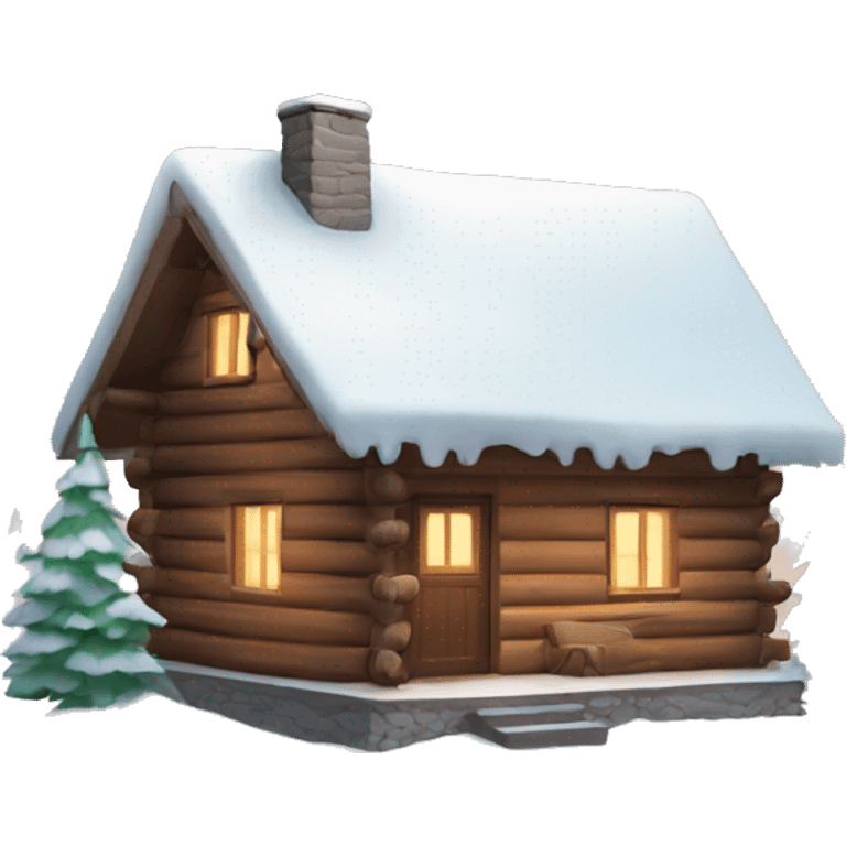 cozy cabin in the snow emoji