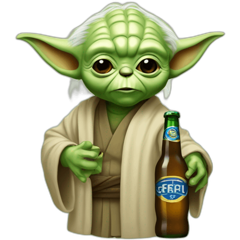 Yoda bois une bière emoji