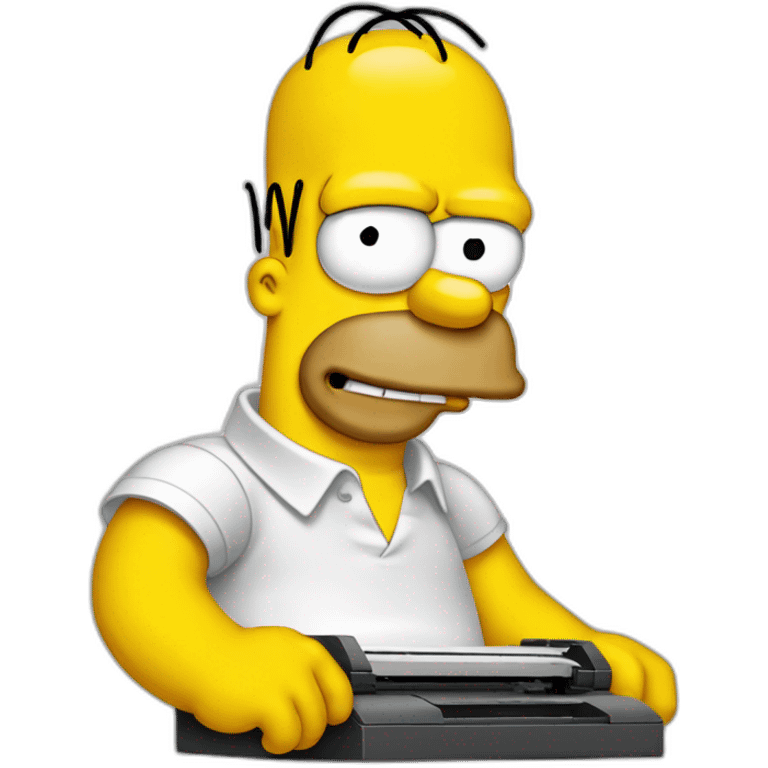 Homer Simpson with a printer emoji