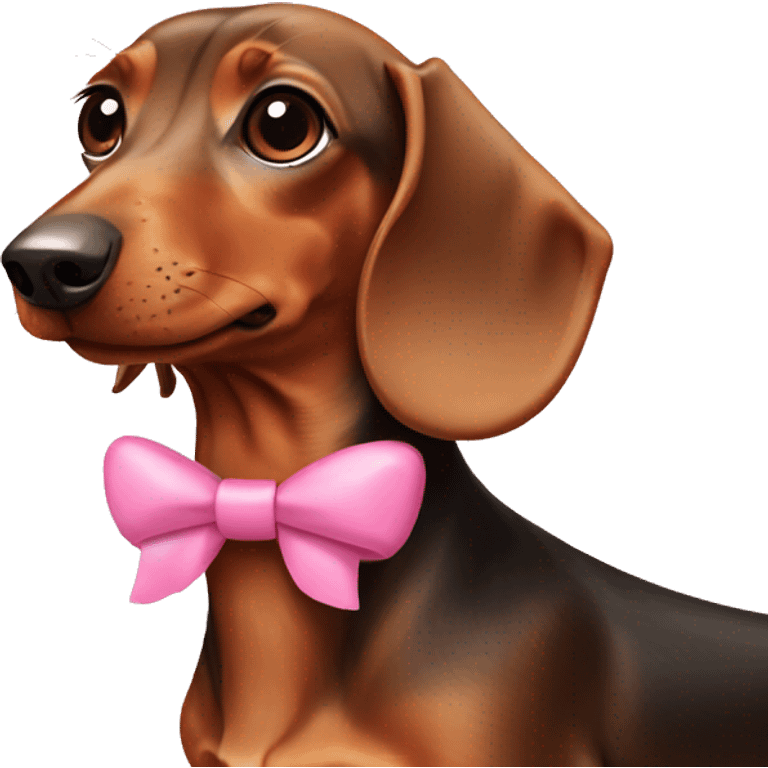 dachshund with two little pink bows emoji