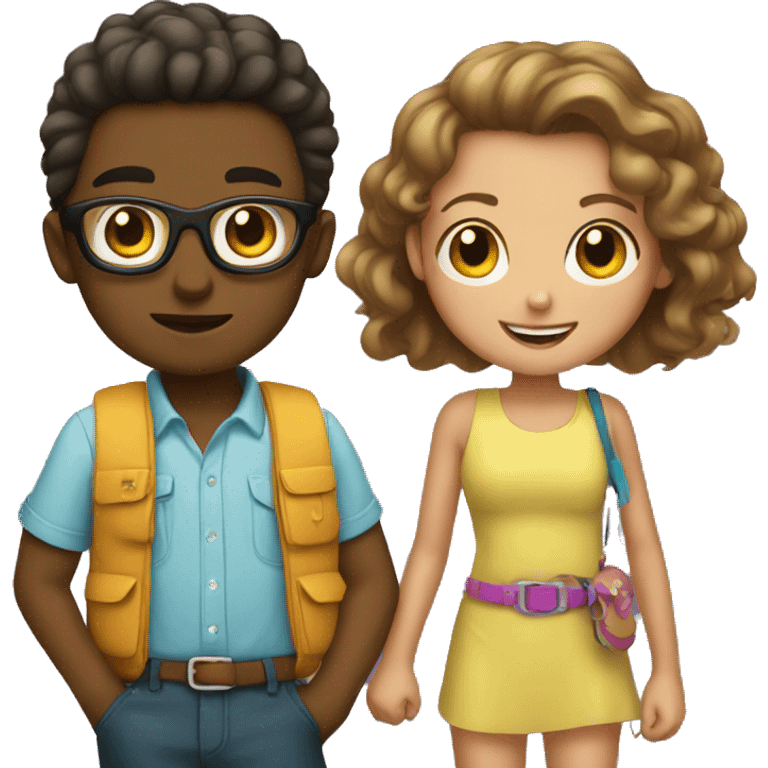 boy and girl with accessories emoji