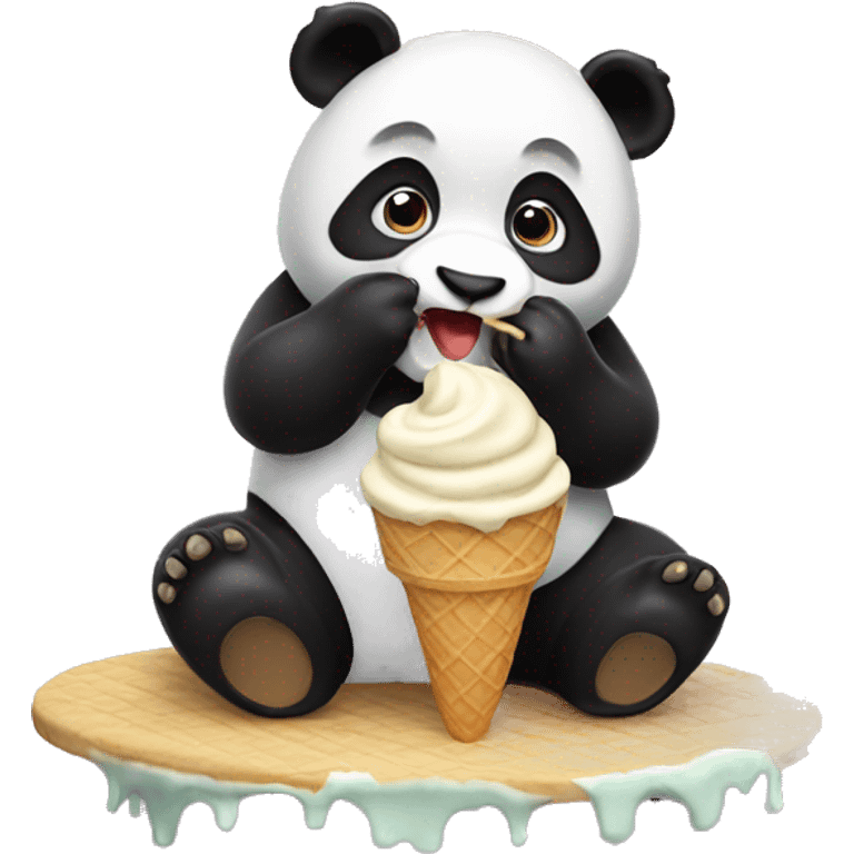 Panda eating ice cream emoji