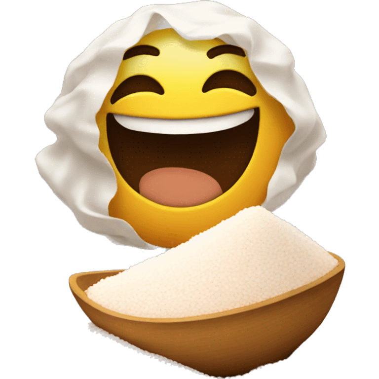 smiling emoji with a pile of salt emoji