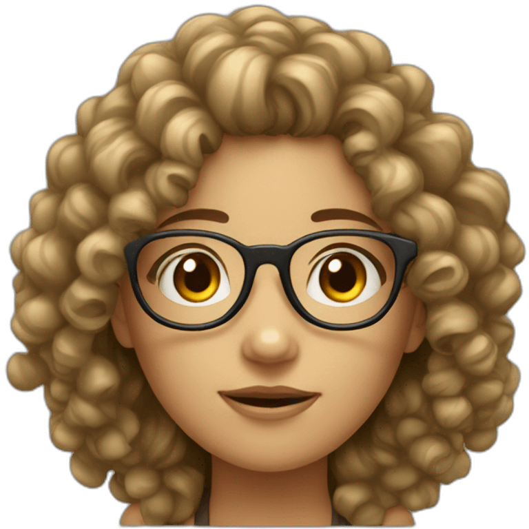 A curly-haired girl with glasses and bad glasses. emoji