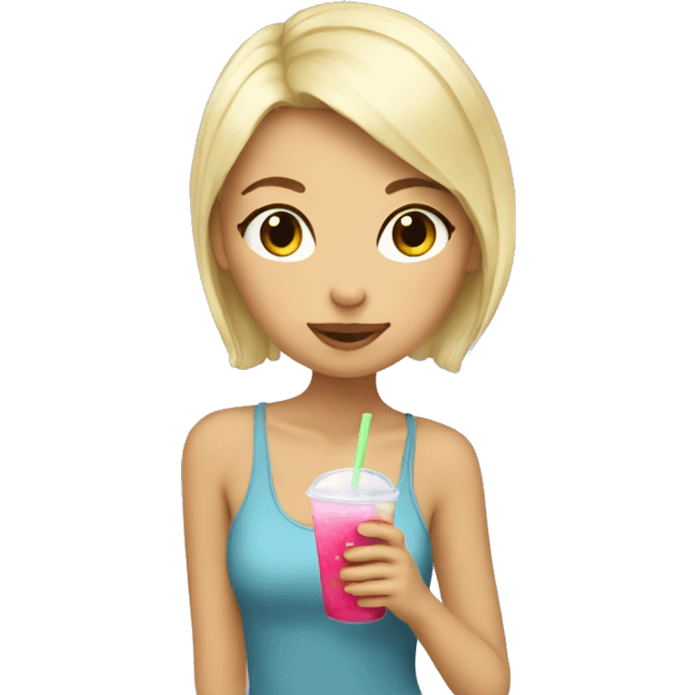 a blonde girl drinking boba  emoji