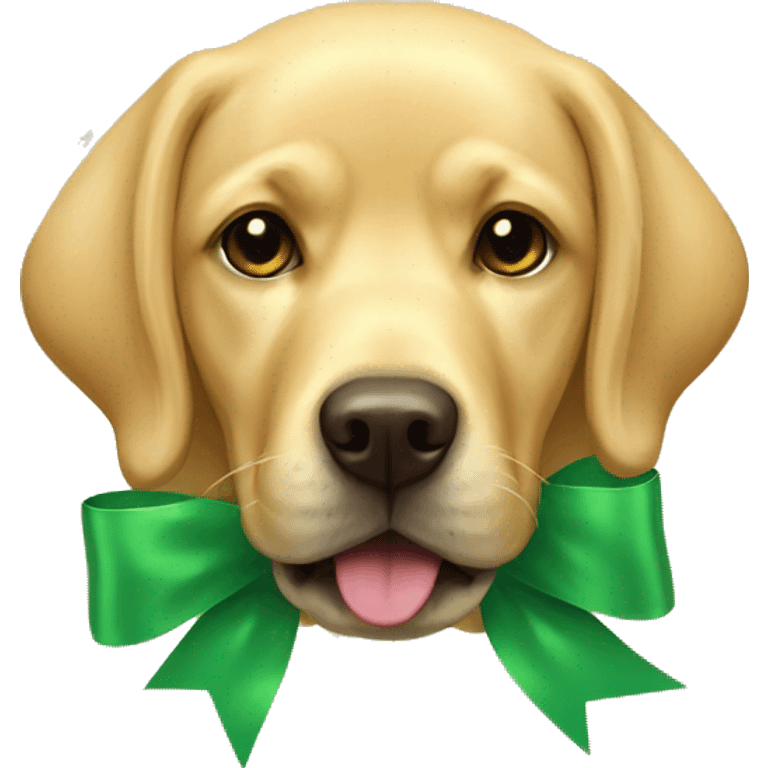 Golden Labrador with big green bow emoji