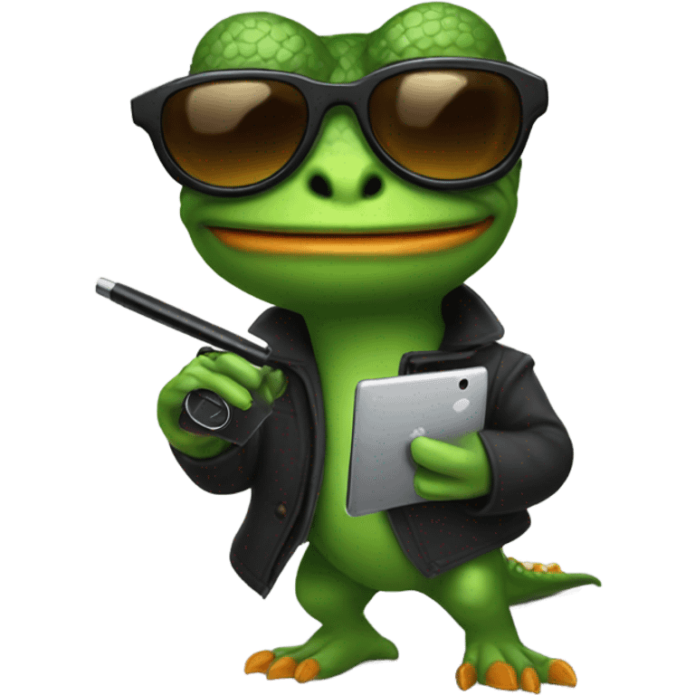 Pepe as a dragon spy emoji