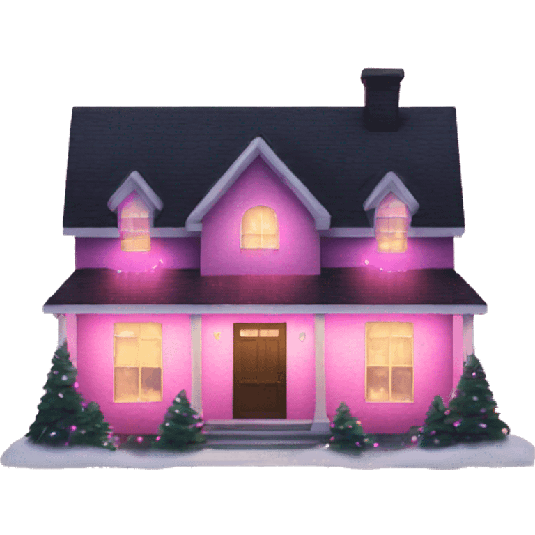 House with pink Christmas lights  emoji