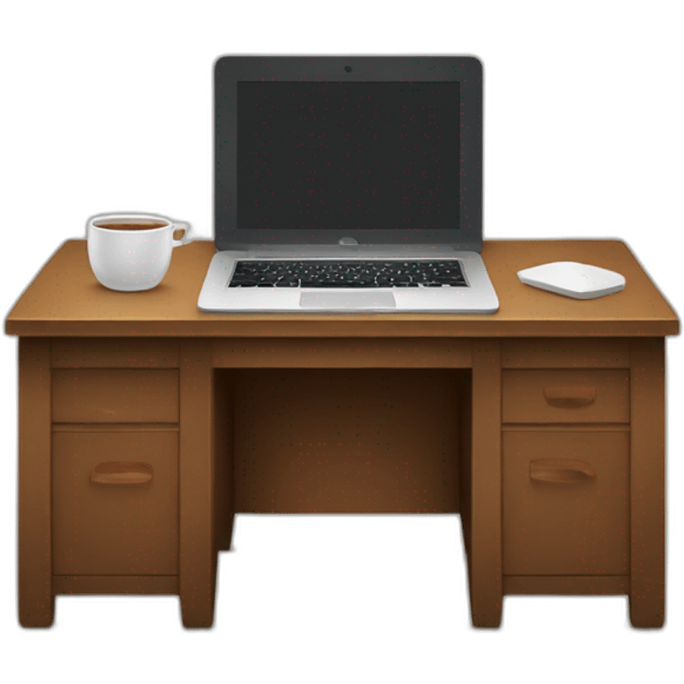 A desk with a macbook emoji