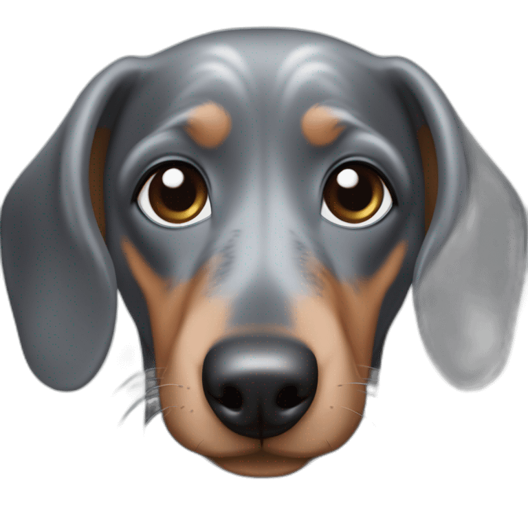 dapple grey dachshund with blue eyes with ears emoji