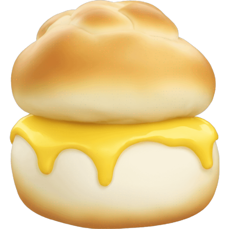 White soft bun filled with yellow custard emoji