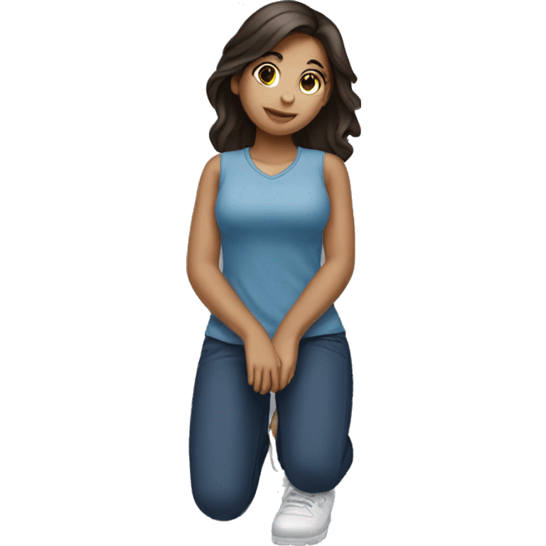 Kneeling brunette girl emoji