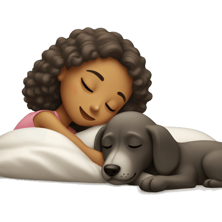 Girl and pudel sleeping emoji