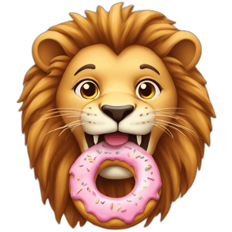 Lion eating donut emoji