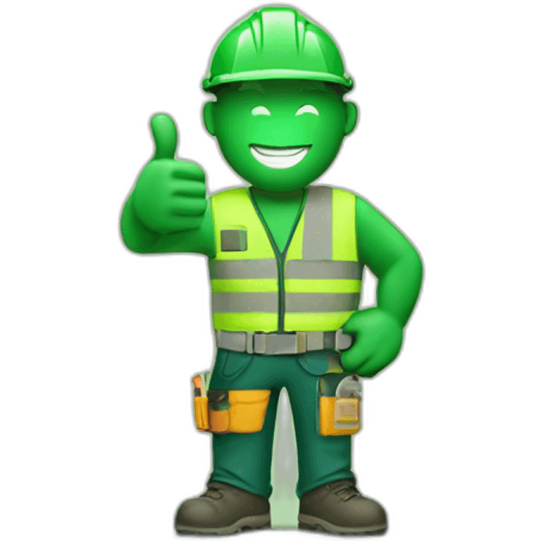 Green construction worker thumbs up emoji