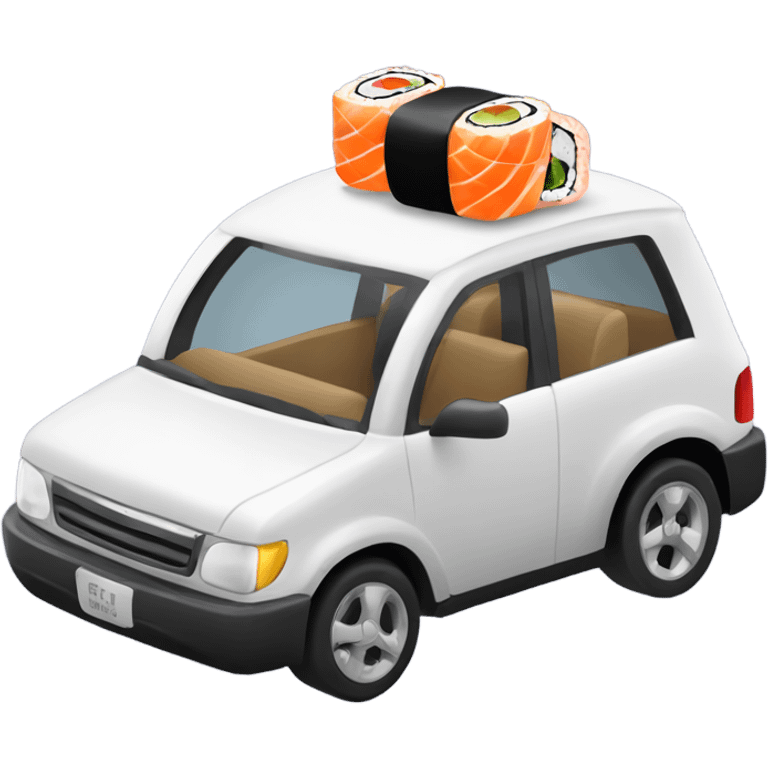 Car with sushi rolls as wheels emoji