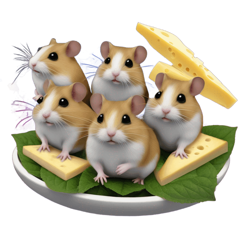 hamster cult with cheese and weed in space on ufo emoji