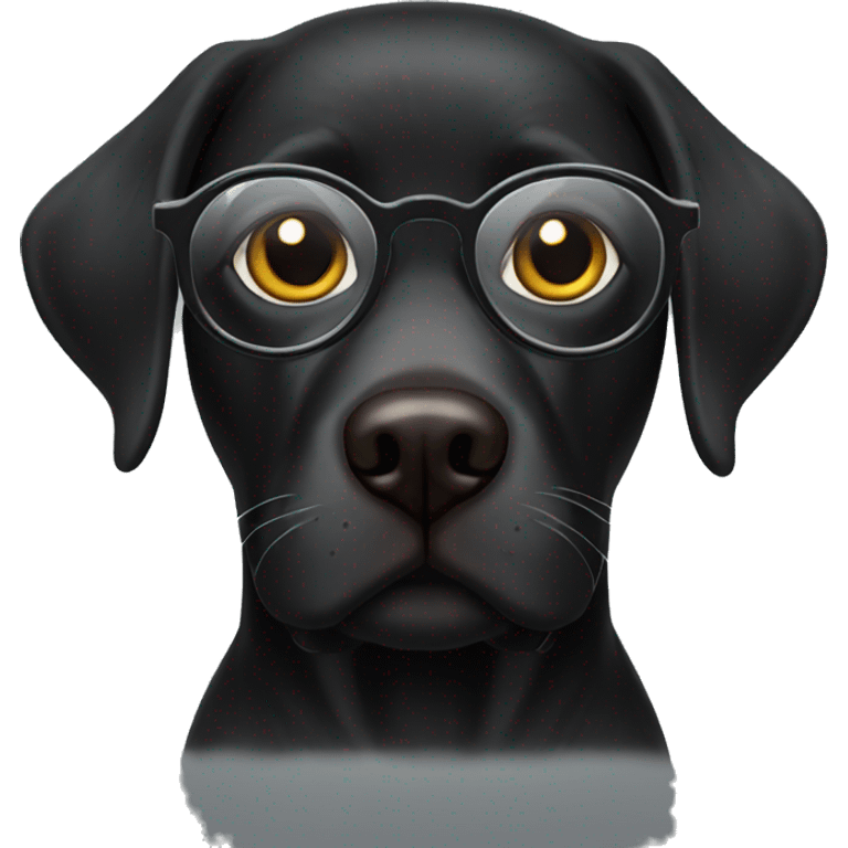 Black Labrador as Harry Potter with glasses emoji