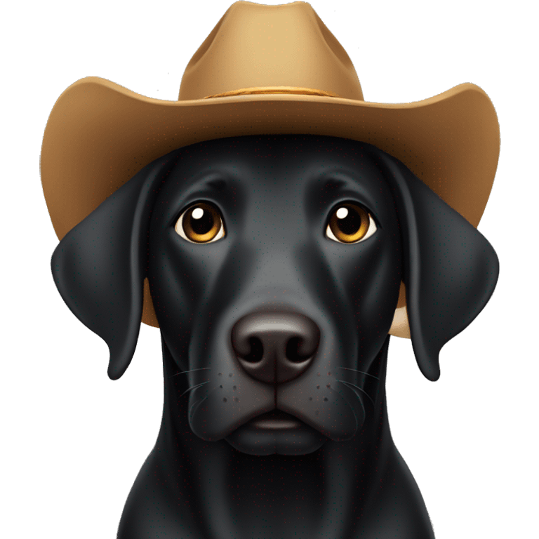 Black labrador wearing cowboy hat emoji