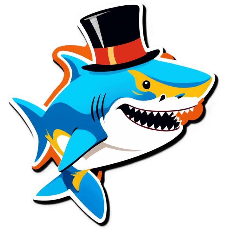 Shark with a top hat emoji