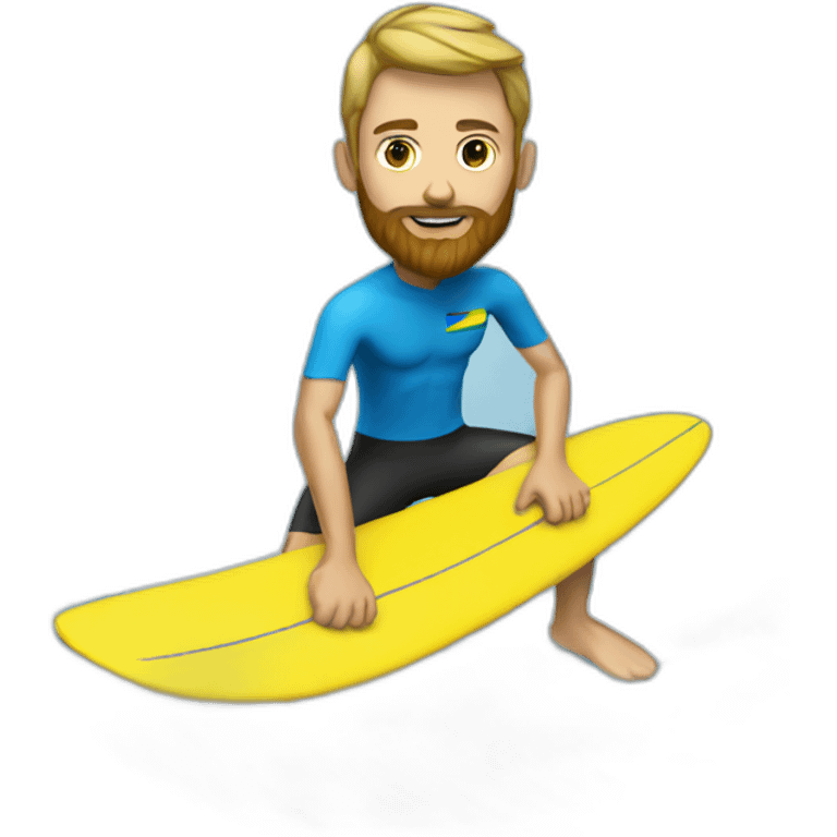 surfer with a beard from ukraine on a wave! emoji