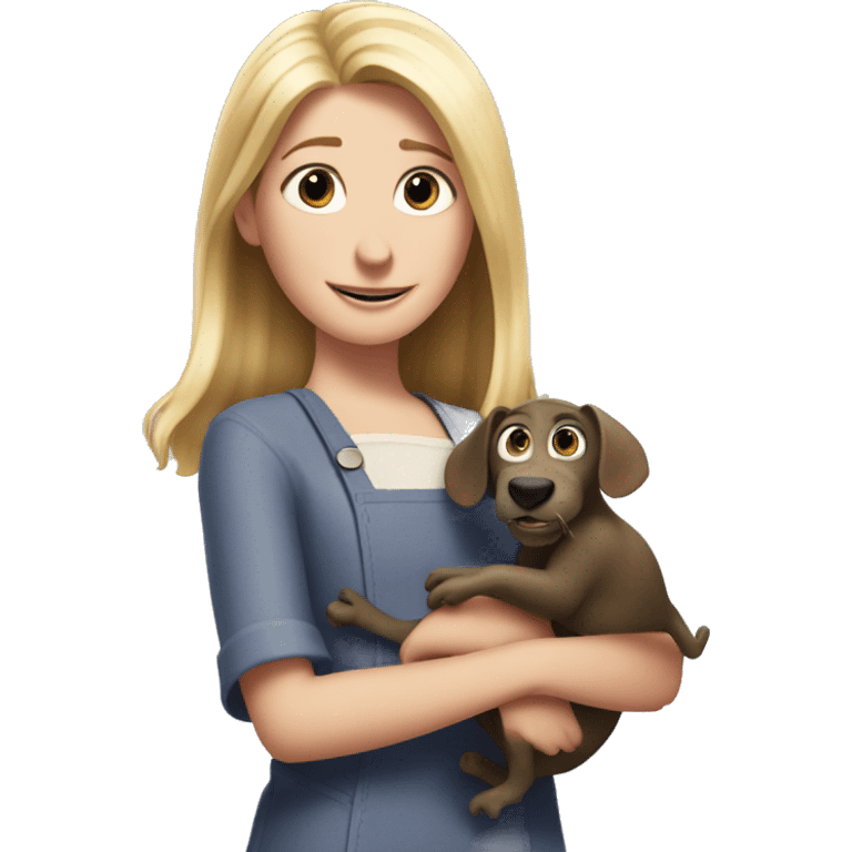 Blonde girl holding remy from ratatouille emoji