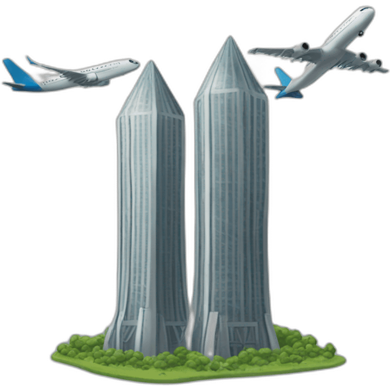 One plane two towers emoji