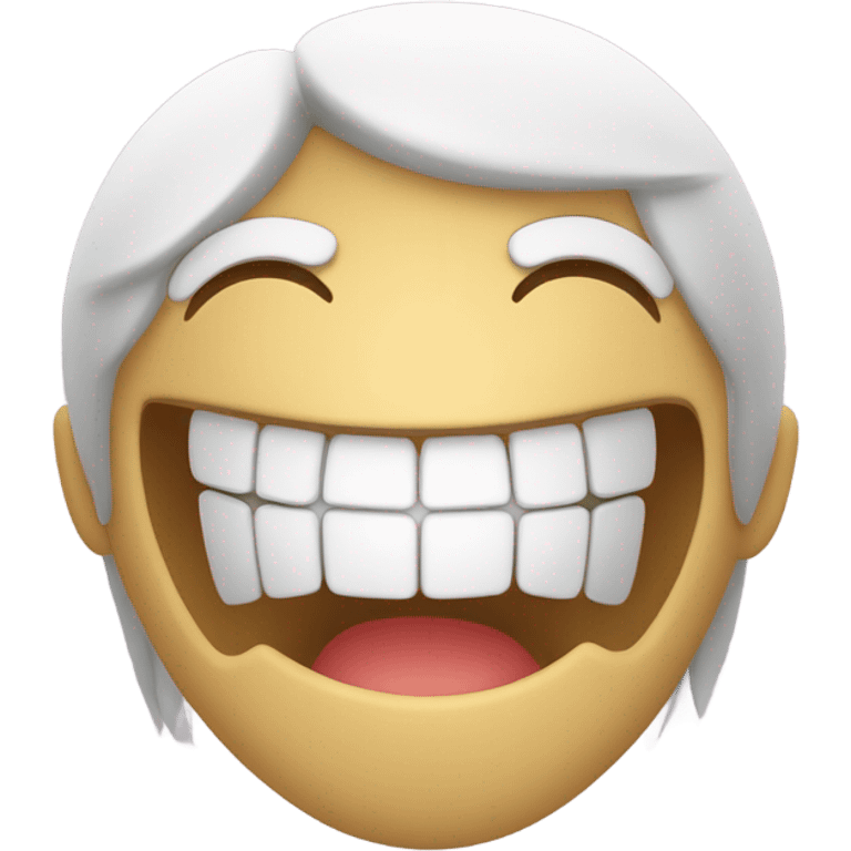 A wide open smile showing teeth, or narrowed eyes expressing joy. emoji