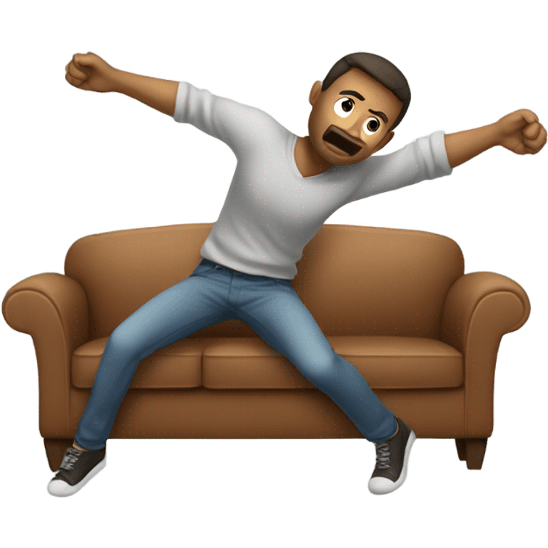 Man throwing a couch emoji